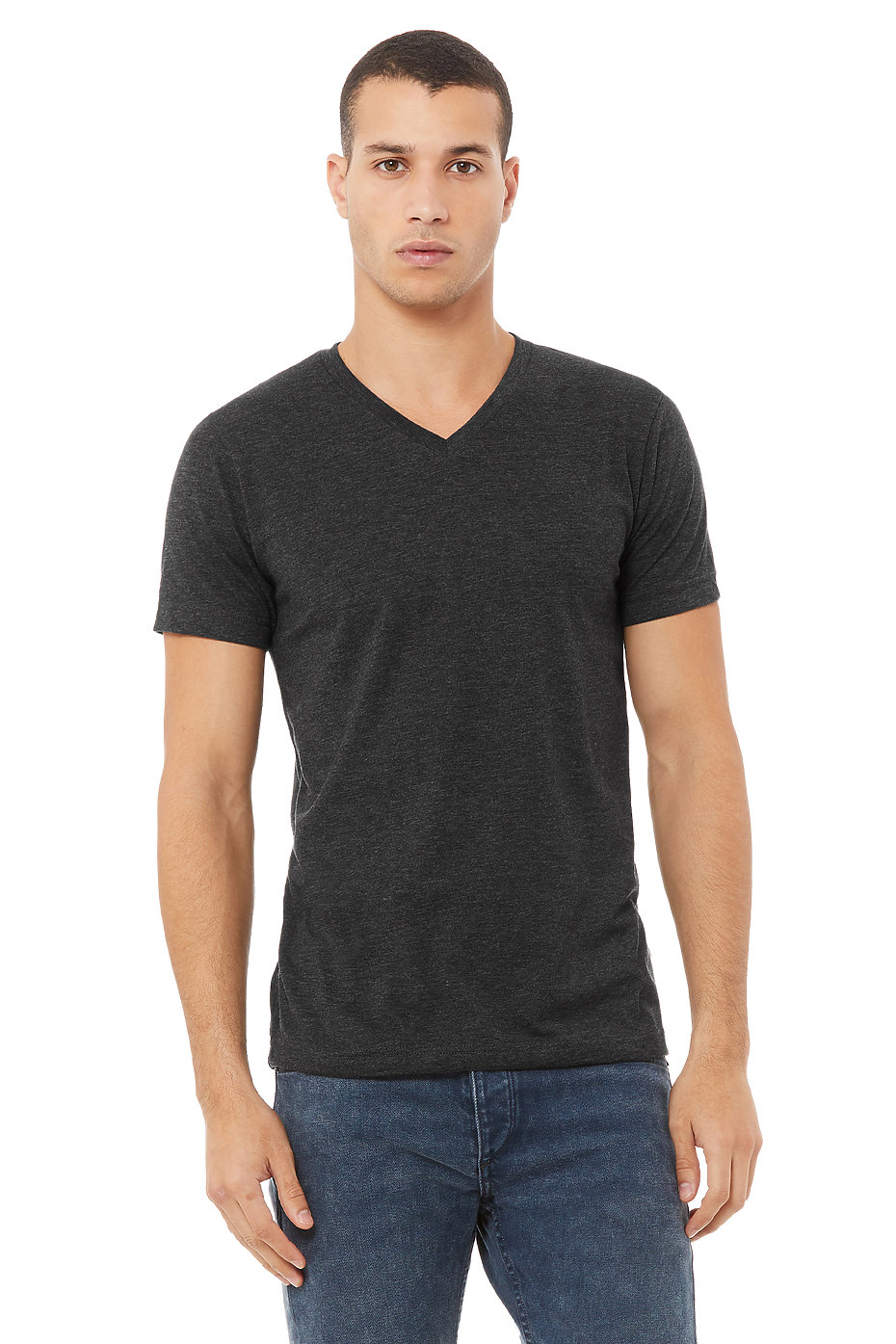 Bella+Canvas Unisex heather CVC short sleeve v-neck tee