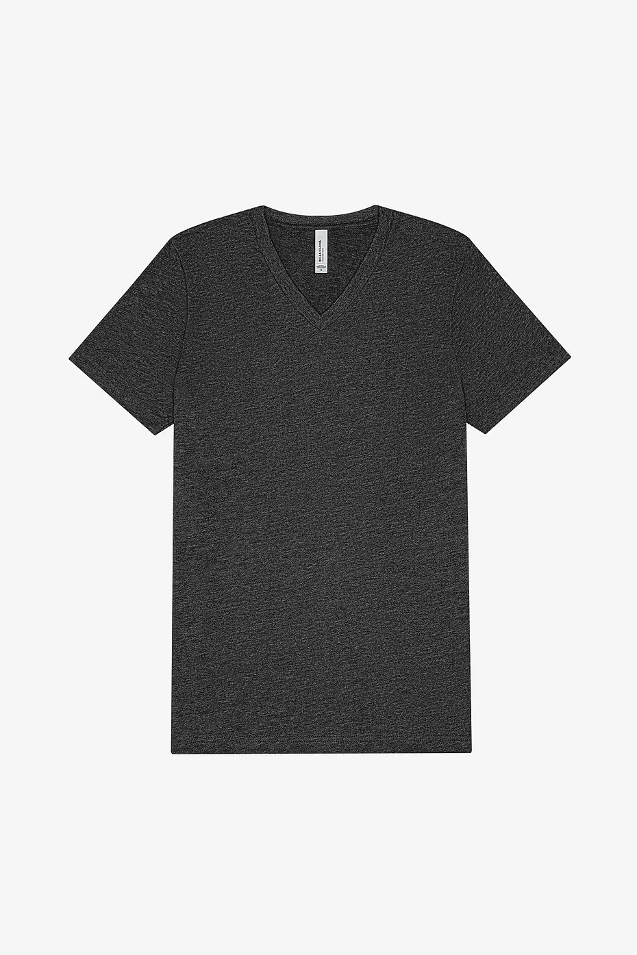 Bella+Canvas Unisex heather CVC short sleeve v-neck tee – Dark Grey Heather – photograph 1