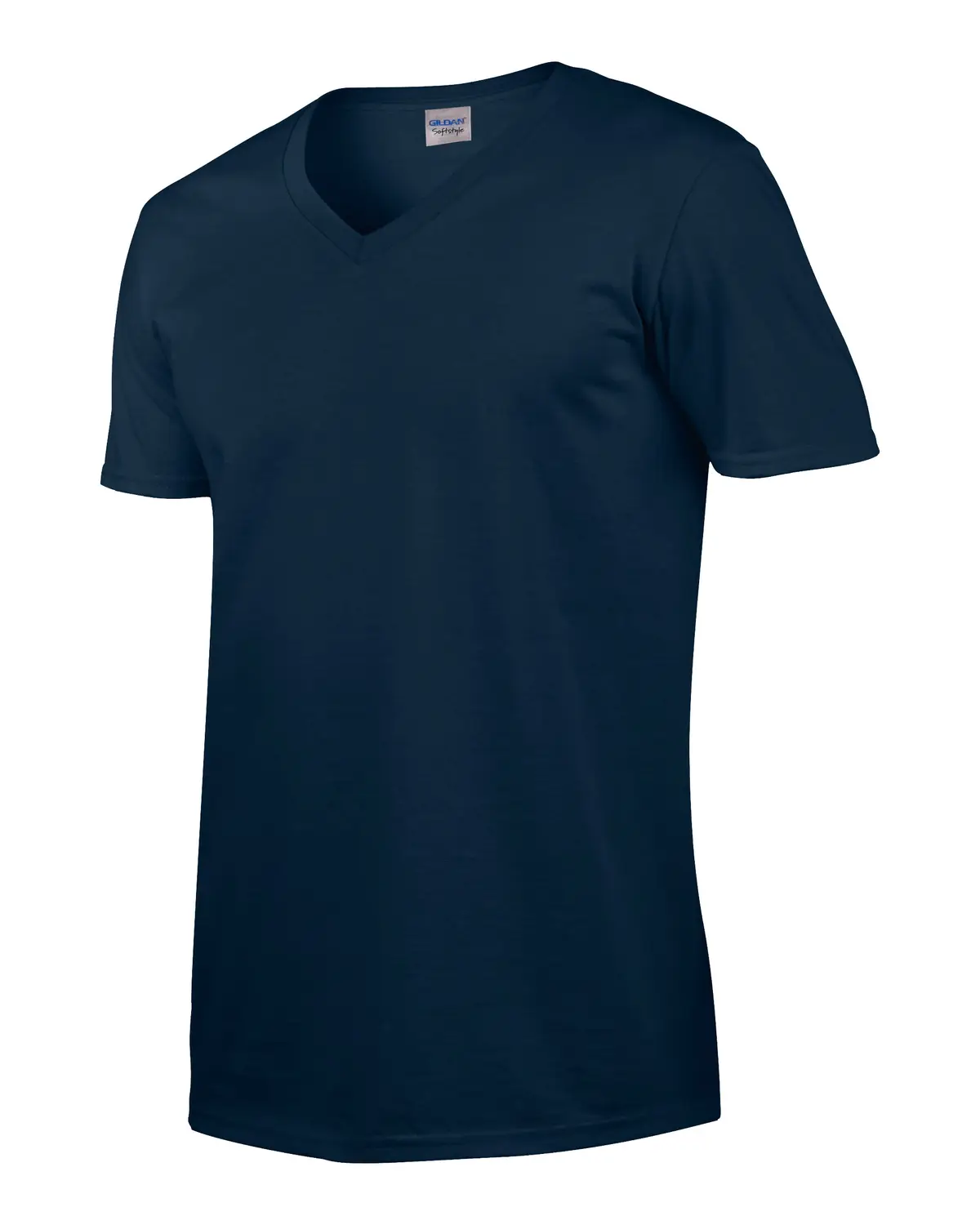 Gildan Softstyle V-Neck T-Shirt – Navy – Original product photograph: side