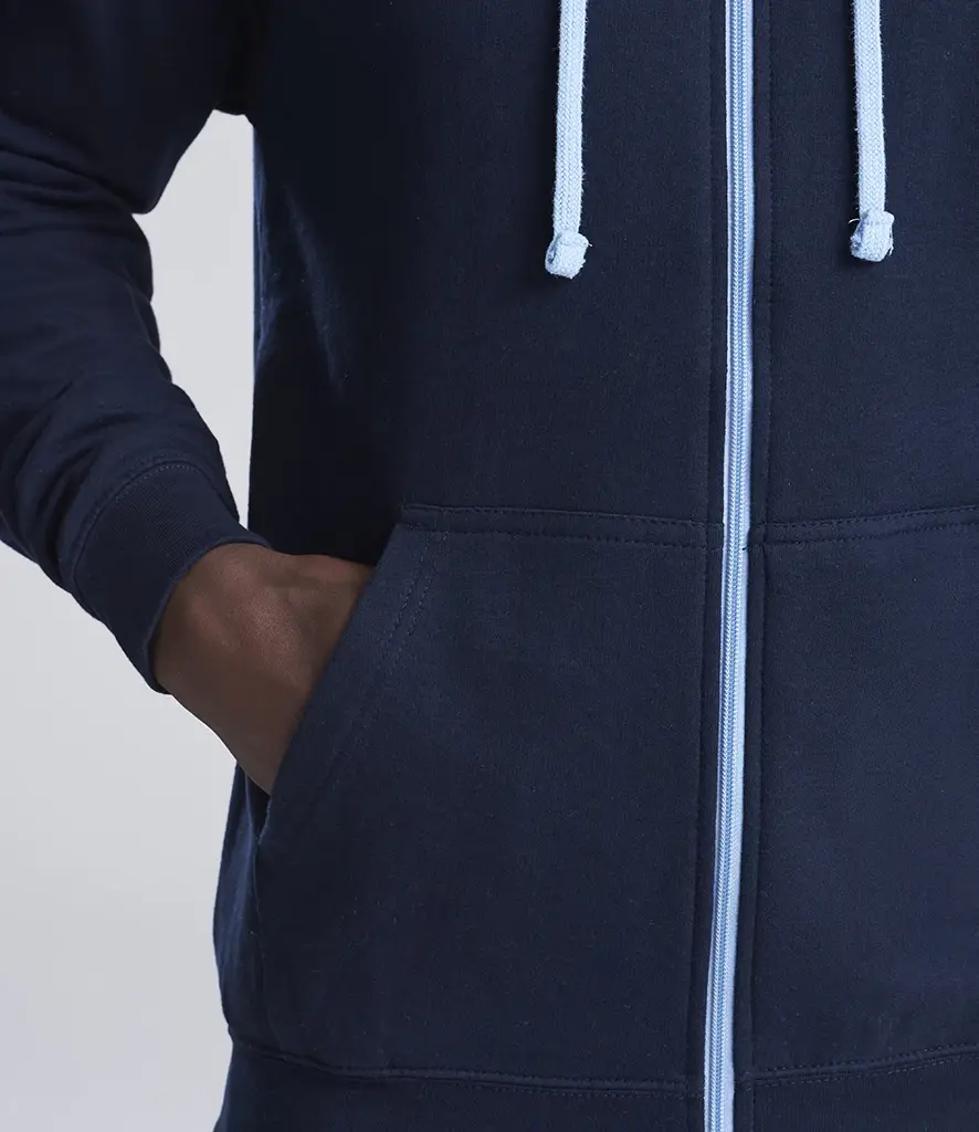 AWDis Just Hoods Varsity zoodie – New French Navy/Sky Blue – JH053 New French Navy/Sky Blue Model