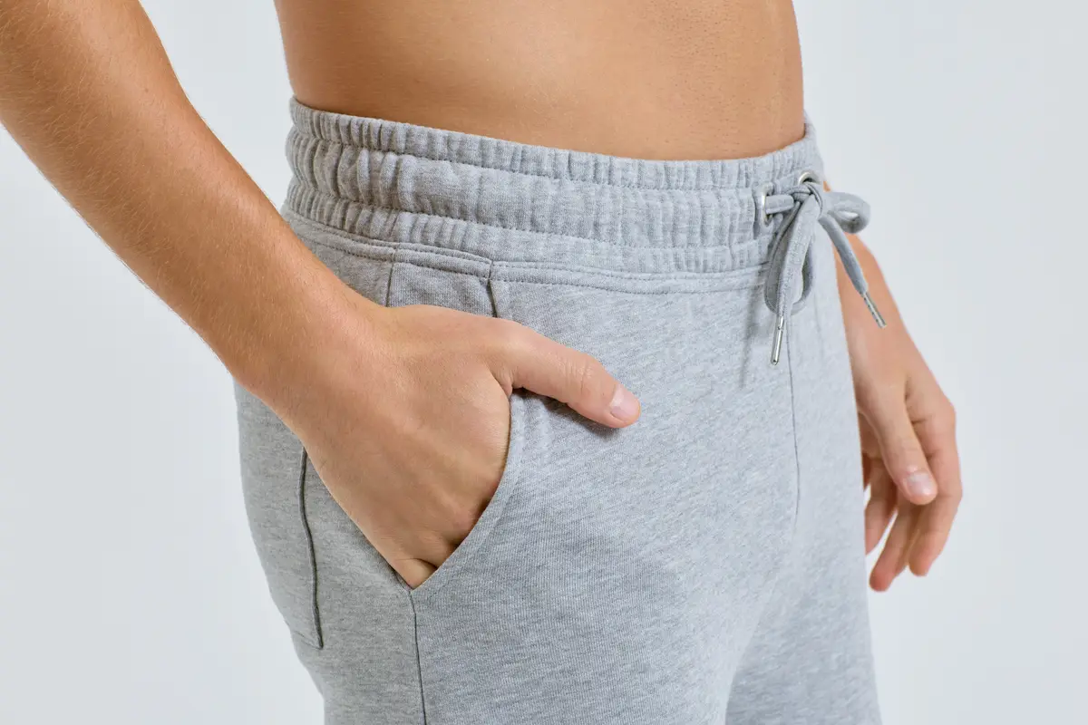 TriDri Jogger Shorts – Heather Grey – Original on-model photograph 04