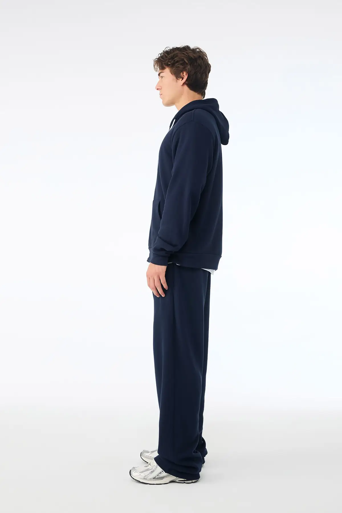 Bella+Canvas Unisex polycotton fleece full-zip hoodie – Navy – Original on-model photograph 02