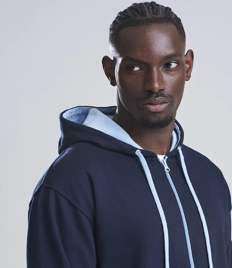 AWDis Just Hoods Varsity zoodie – New French Navy/Sky Blue – JH053 New French Navy/Sky Blue Model