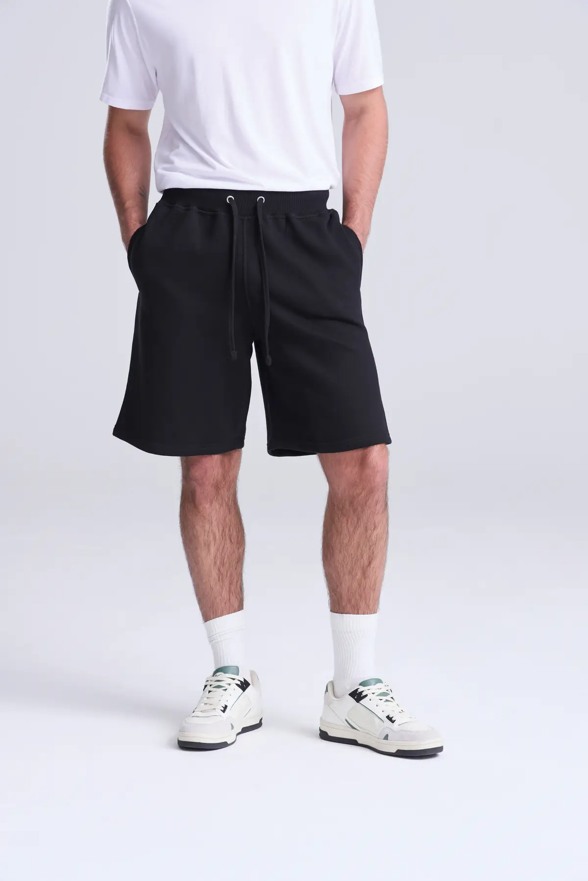 AWDis Just Hoods Campus shorts – Deep Black – Original on-model photograph 03