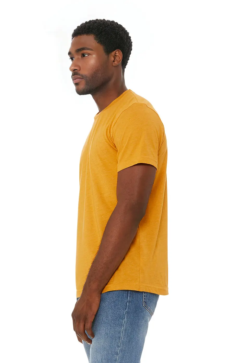 Bella+Canvas Unisex heather CVC short sleeve t-shirt – Heather Mustard – photograph 2