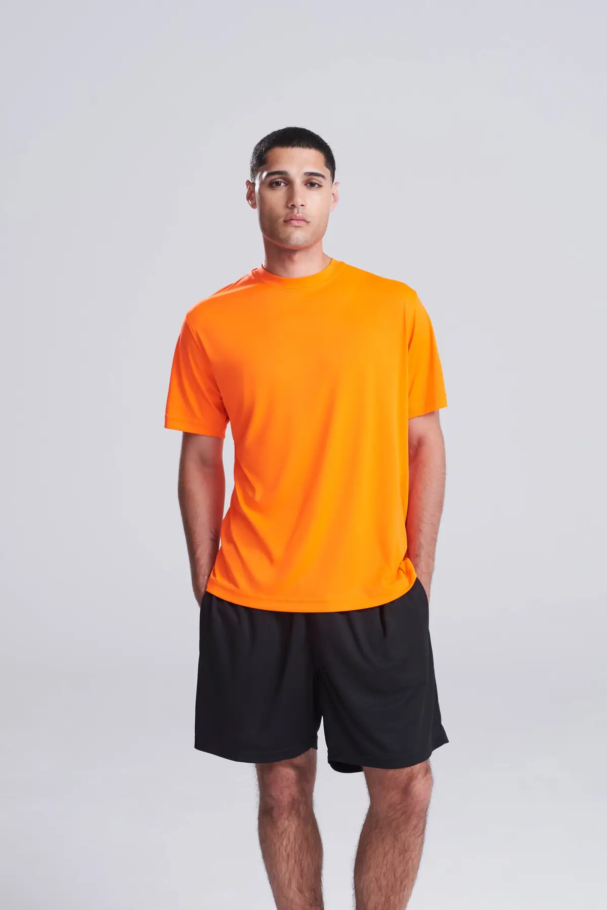 AWDis Just Cool Cool smooth T – Electric Orange – AWDis original on-model photograph