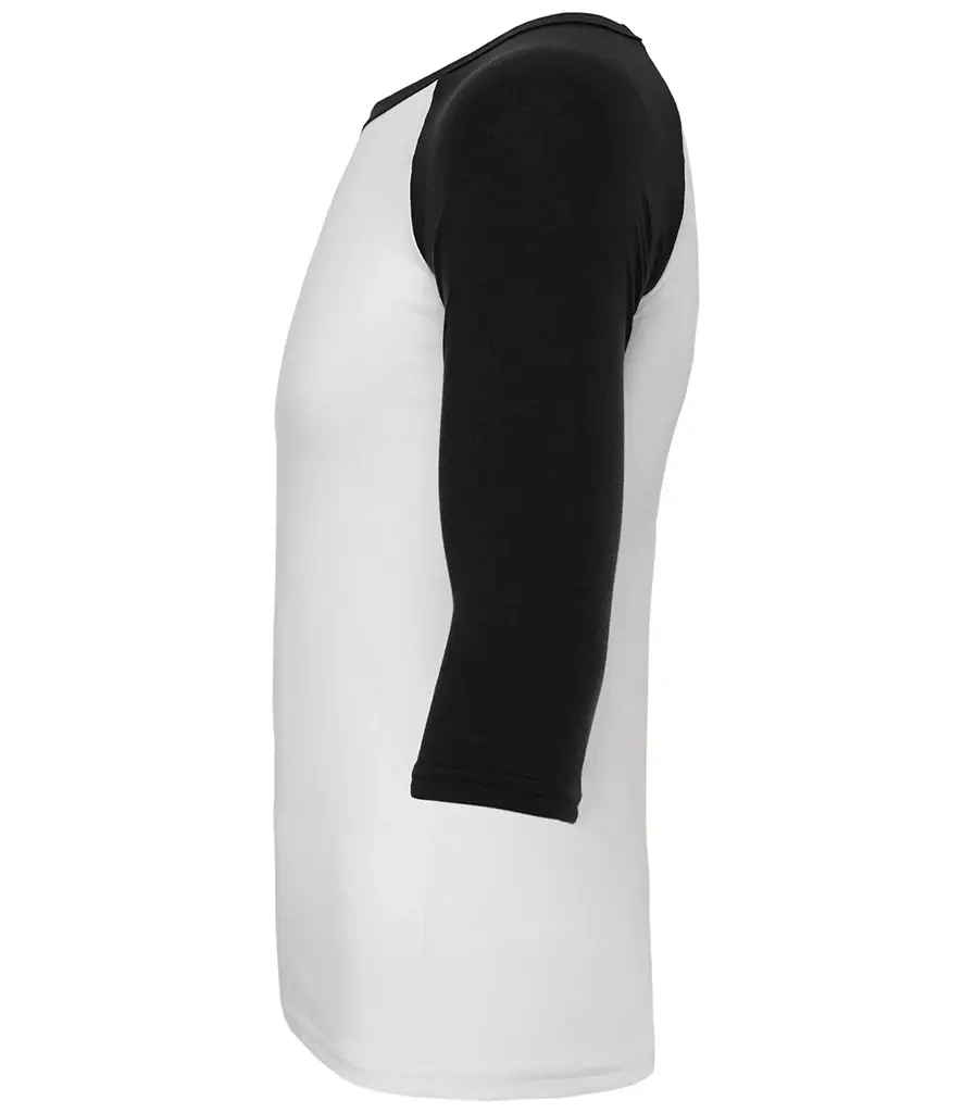Bella+Canvas Unisex triblend ¾ sleeve baseball t-shirt – White/Black – CV3200 White/Black Left