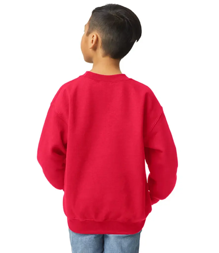 Gildan Heavy Blend youth crew neck sweatshirt – Red – GD56B Red Model