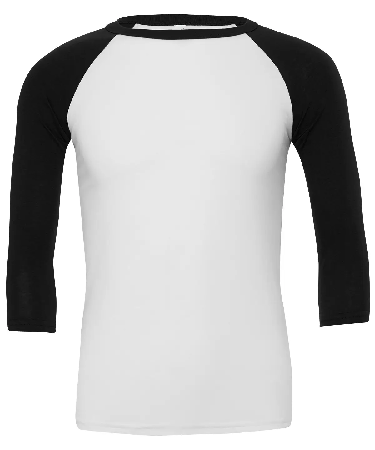 Bella+Canvas Unisex triblend ¾ sleeve baseball t-shirt – White/Black – CV3200 White/Black Front