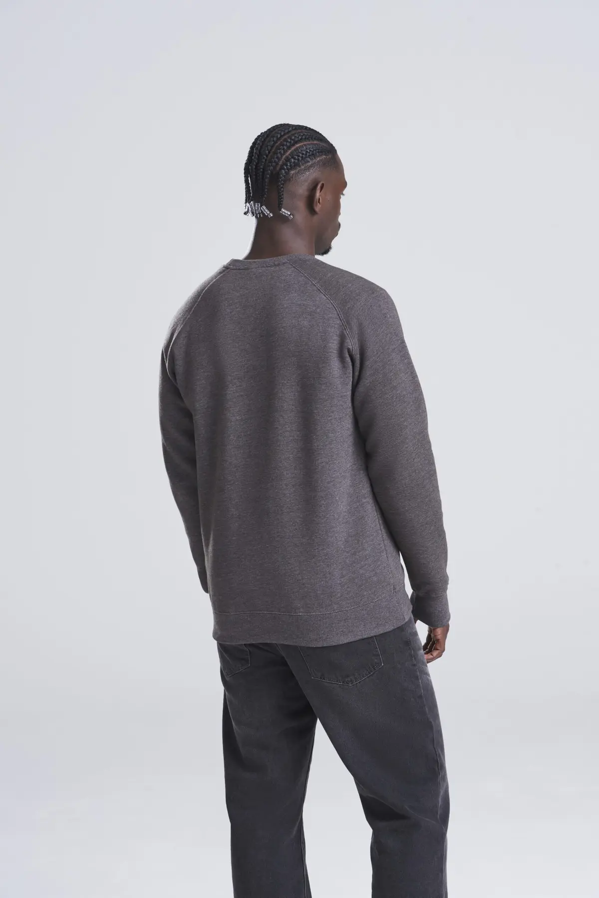 AWDis Just Hoods Graduate heavyweight sweatshirt – Charcoal – AWDis original on-model photograph