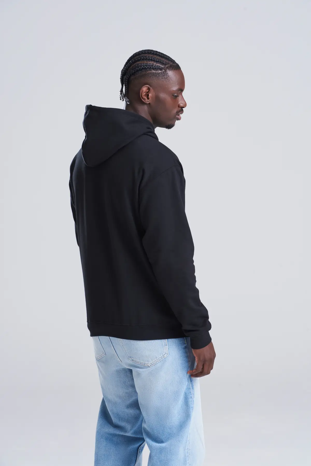 AWDis College Hoodie – Deep Black – Original on-model photograph 04