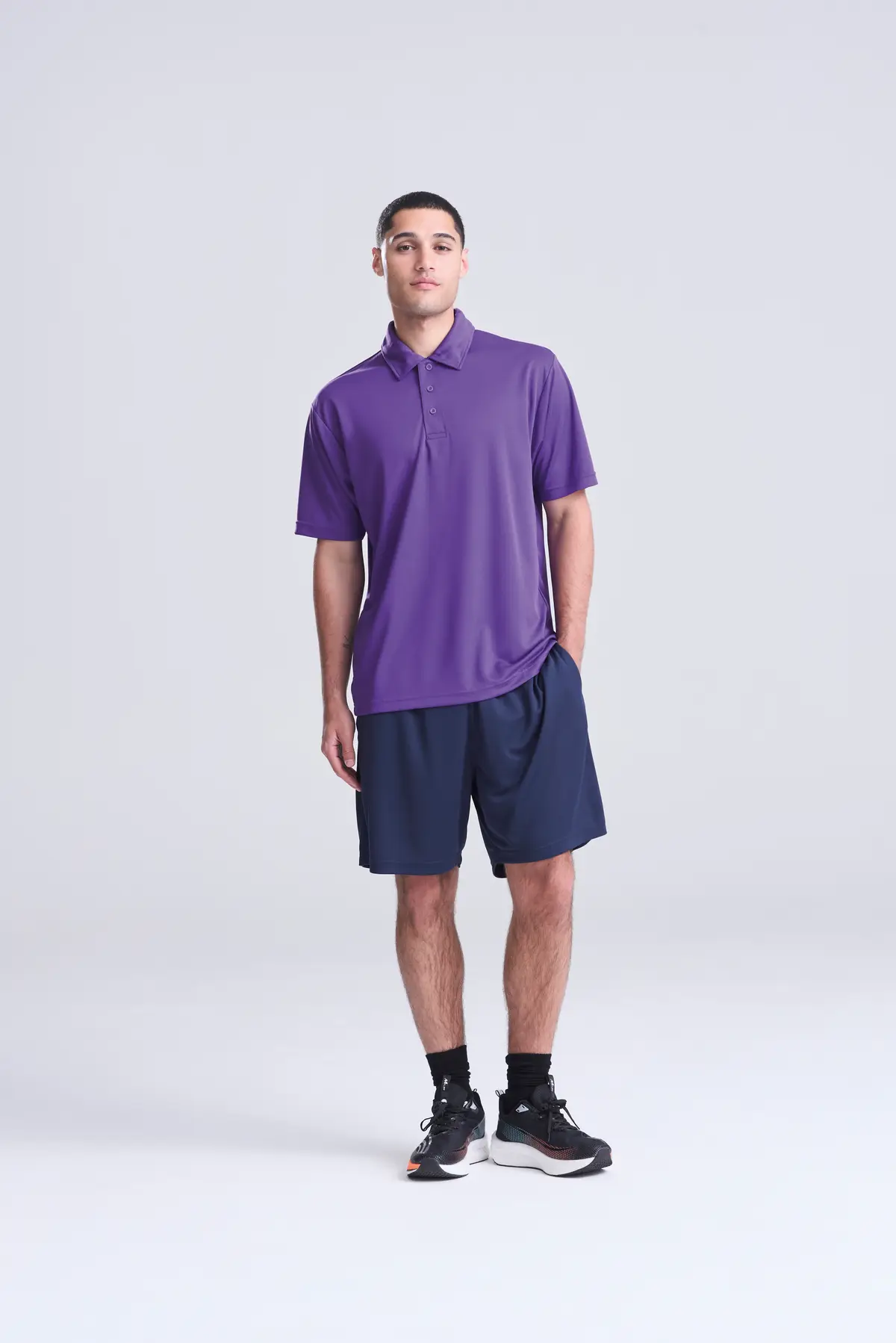 AWDis Just Cool Cool polo – Purple – Original on-model photograph 01