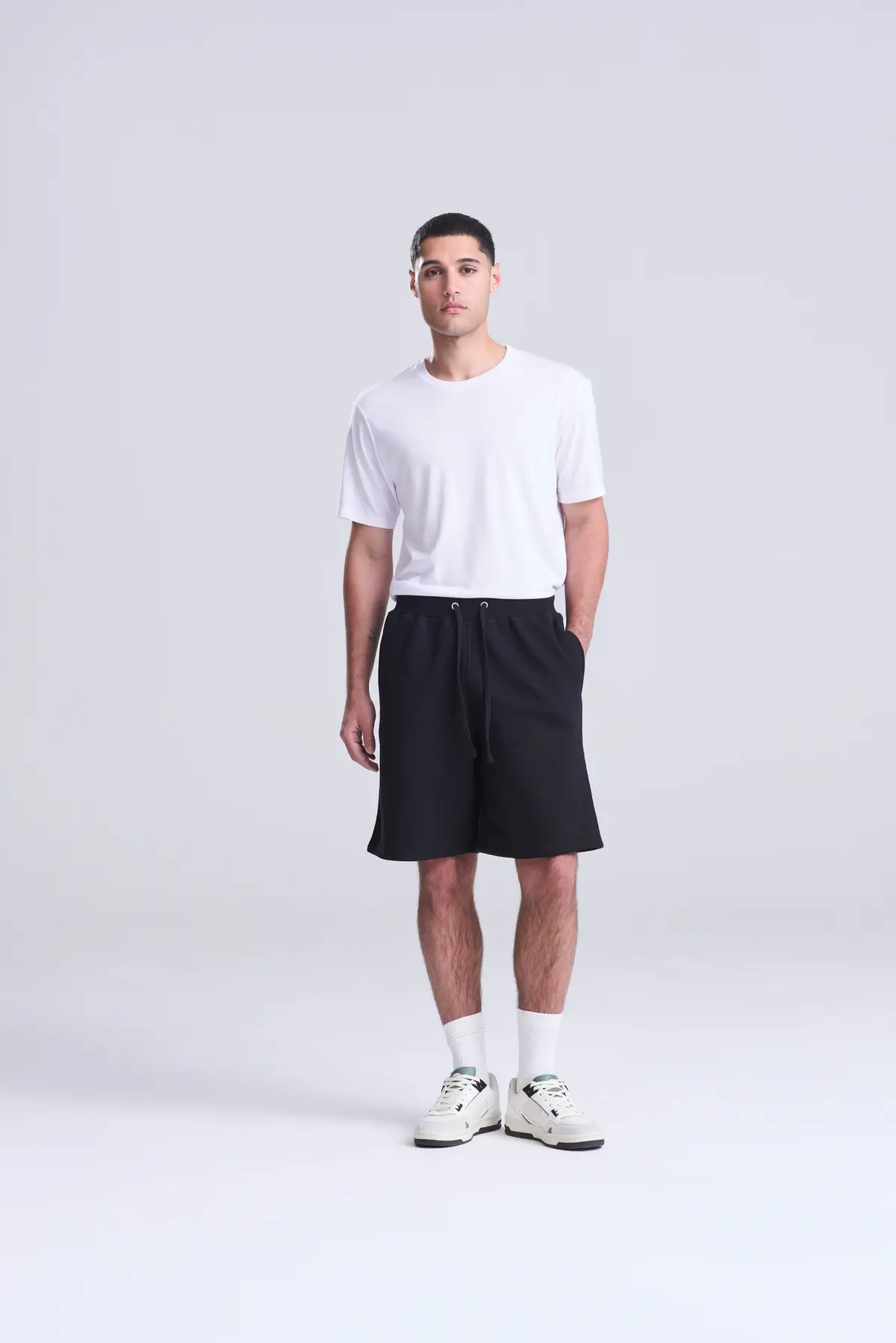 AWDis Just Hoods Campus shorts – Deep Black – Original on-model photograph 00