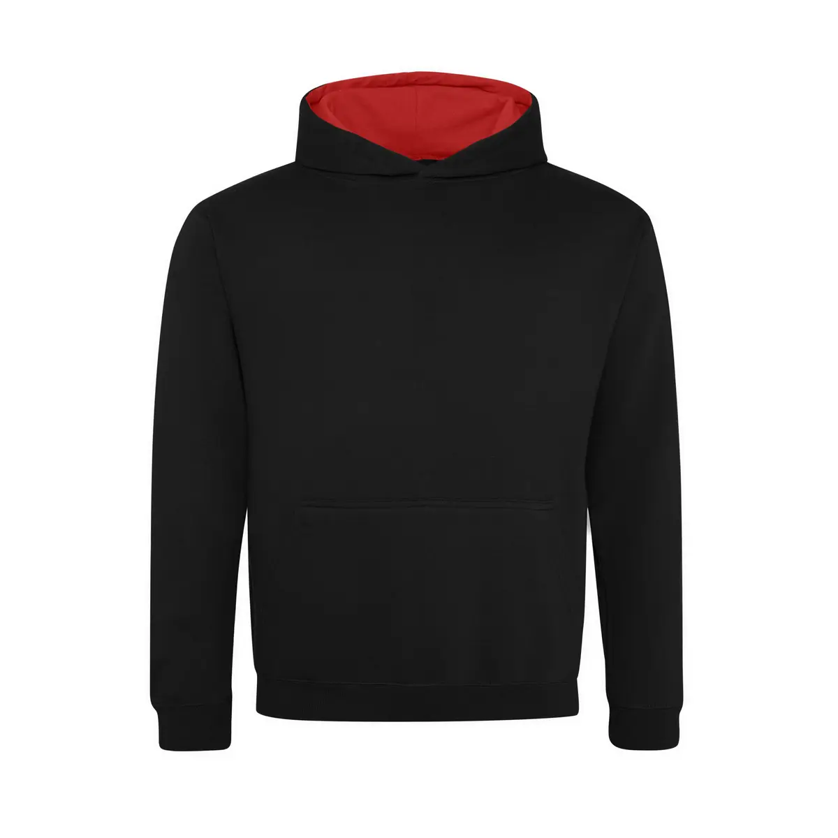AWDis Just Hoods Kids varsity hoodie – Jet Black/Fire Red – AWDis original product front
