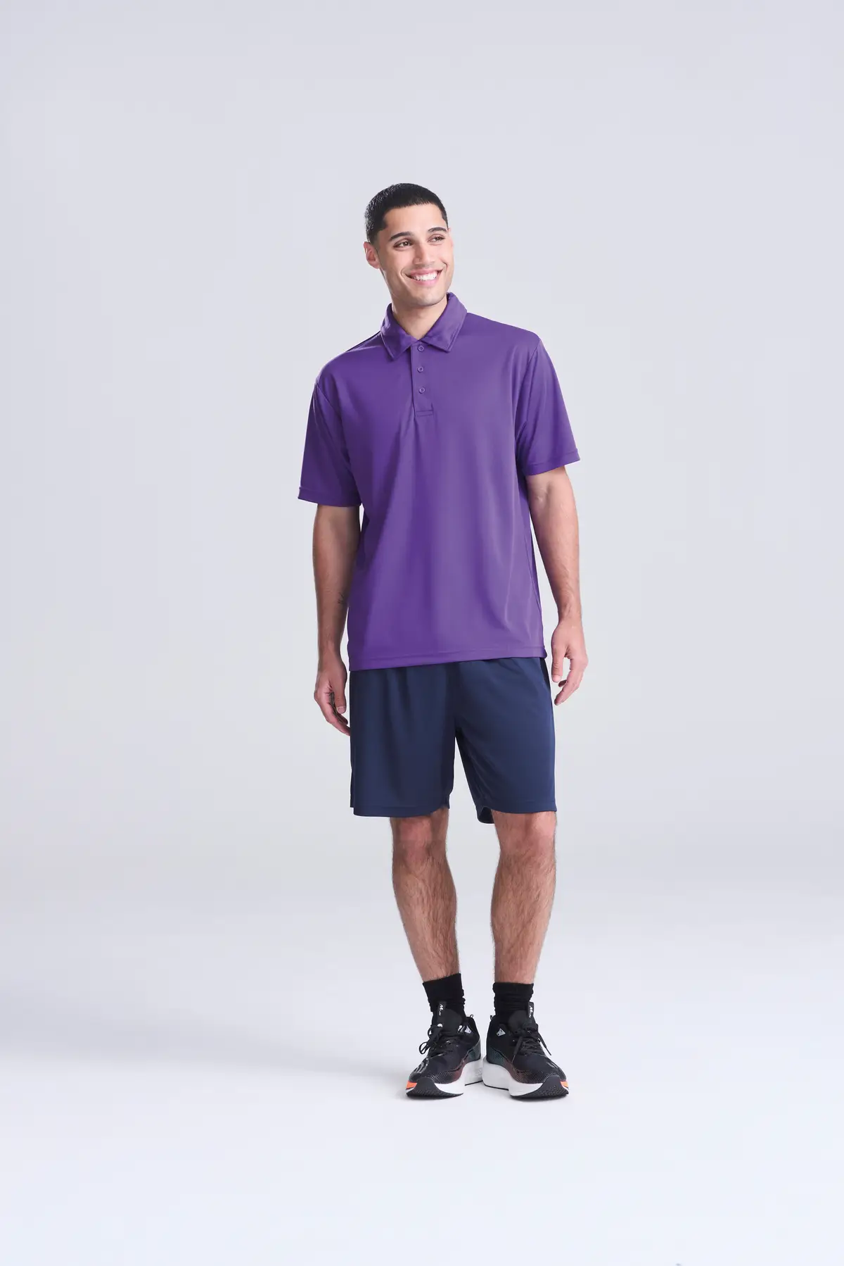 AWDis Just Cool Cool polo – Purple – Original on-model photograph 02
