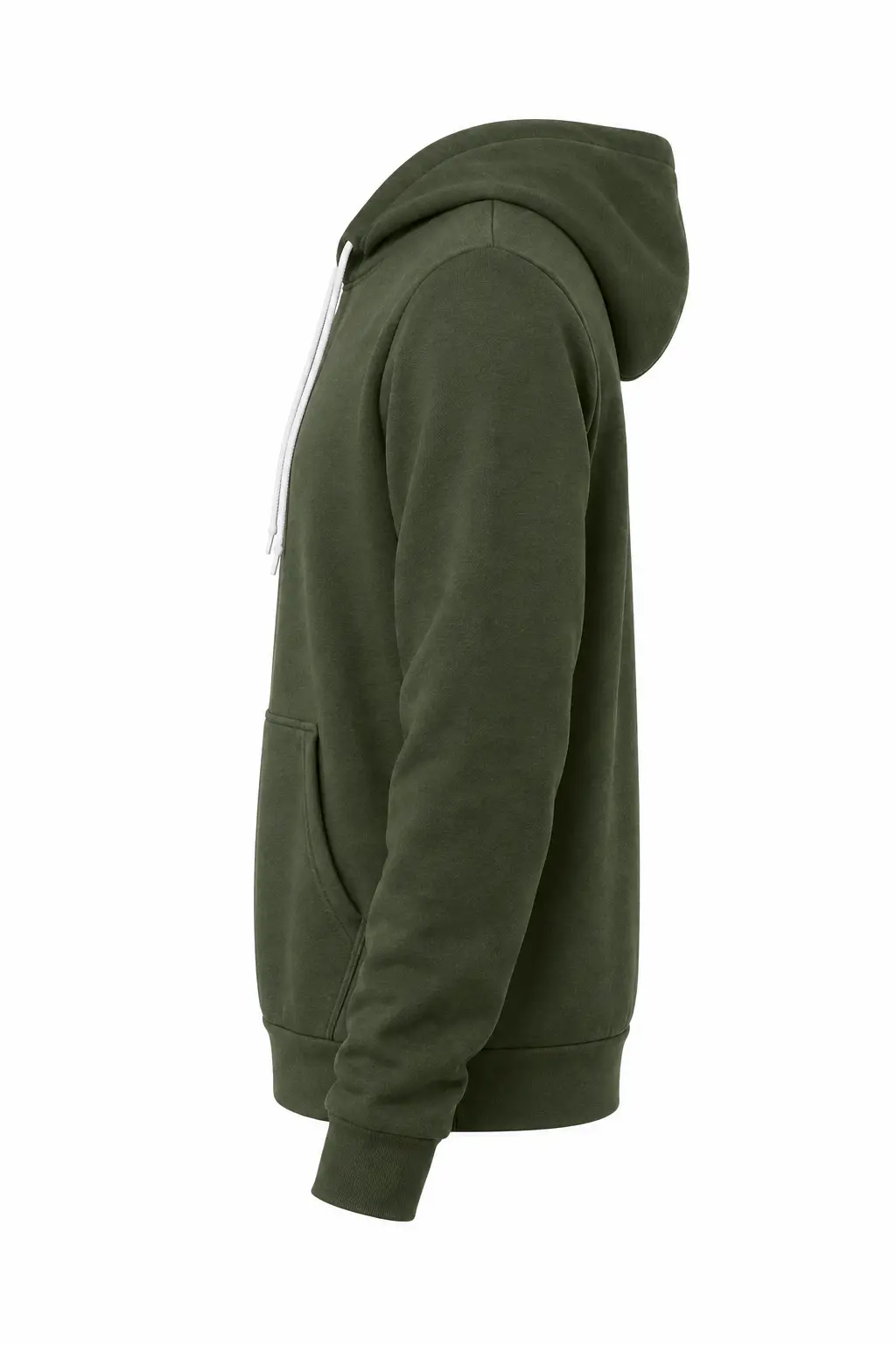 Bella+Canvas Unisex polycotton fleece pullover hoodie – Military Green – Illustrative view: side