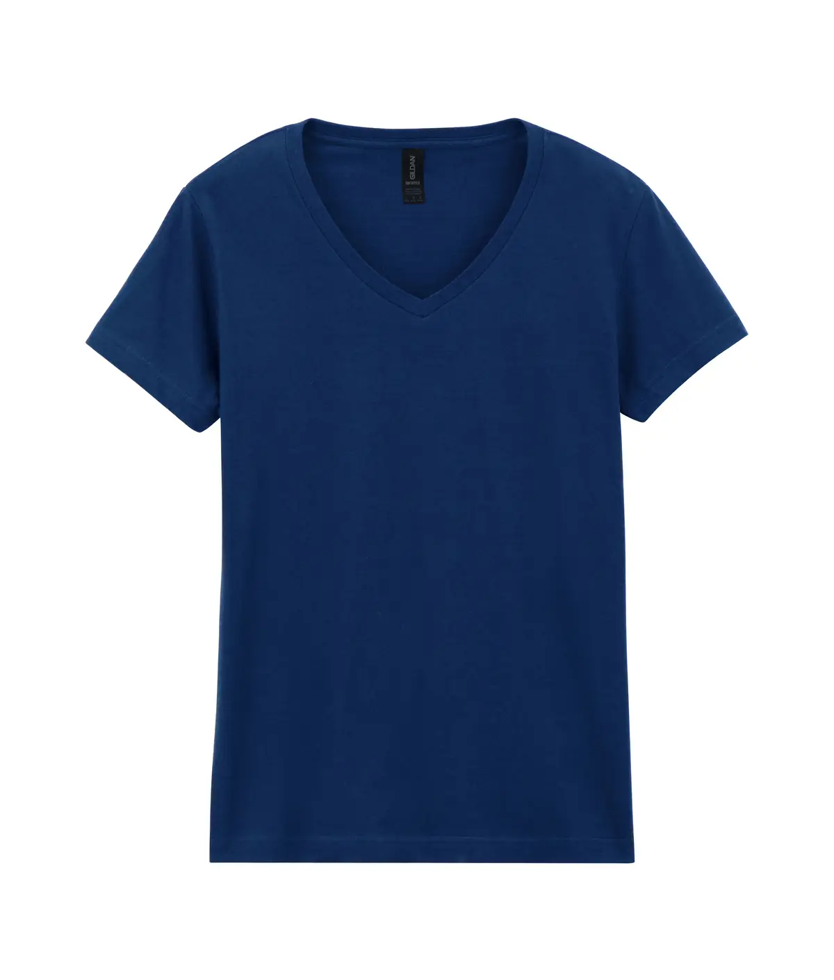 Gildan Softstyle women's v-neck t-shirt – Navy – Original product photograph: flat front