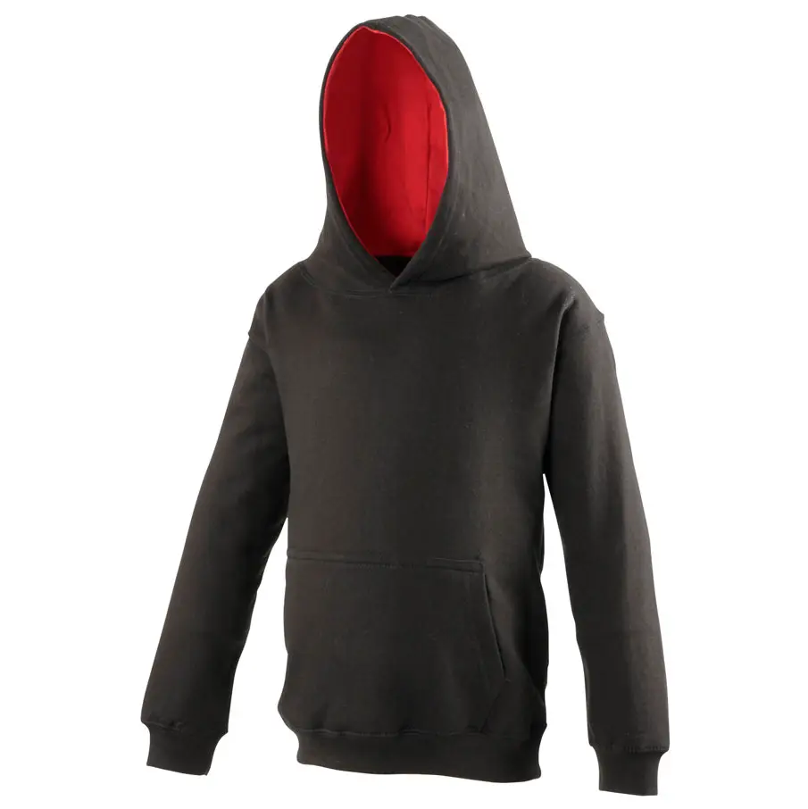 AWDis Just Hoods Kids varsity hoodie – Jet Black/Fire Red – JH003B Jet Black/Fire Red Front