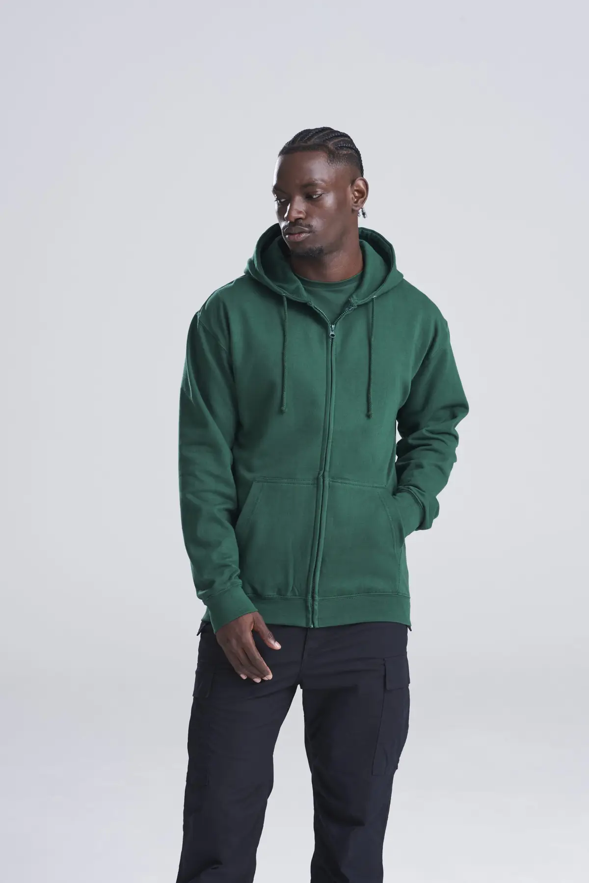 AWDis Just Hoods Zoodie – Bottle Green – AWDis original on-model photograph