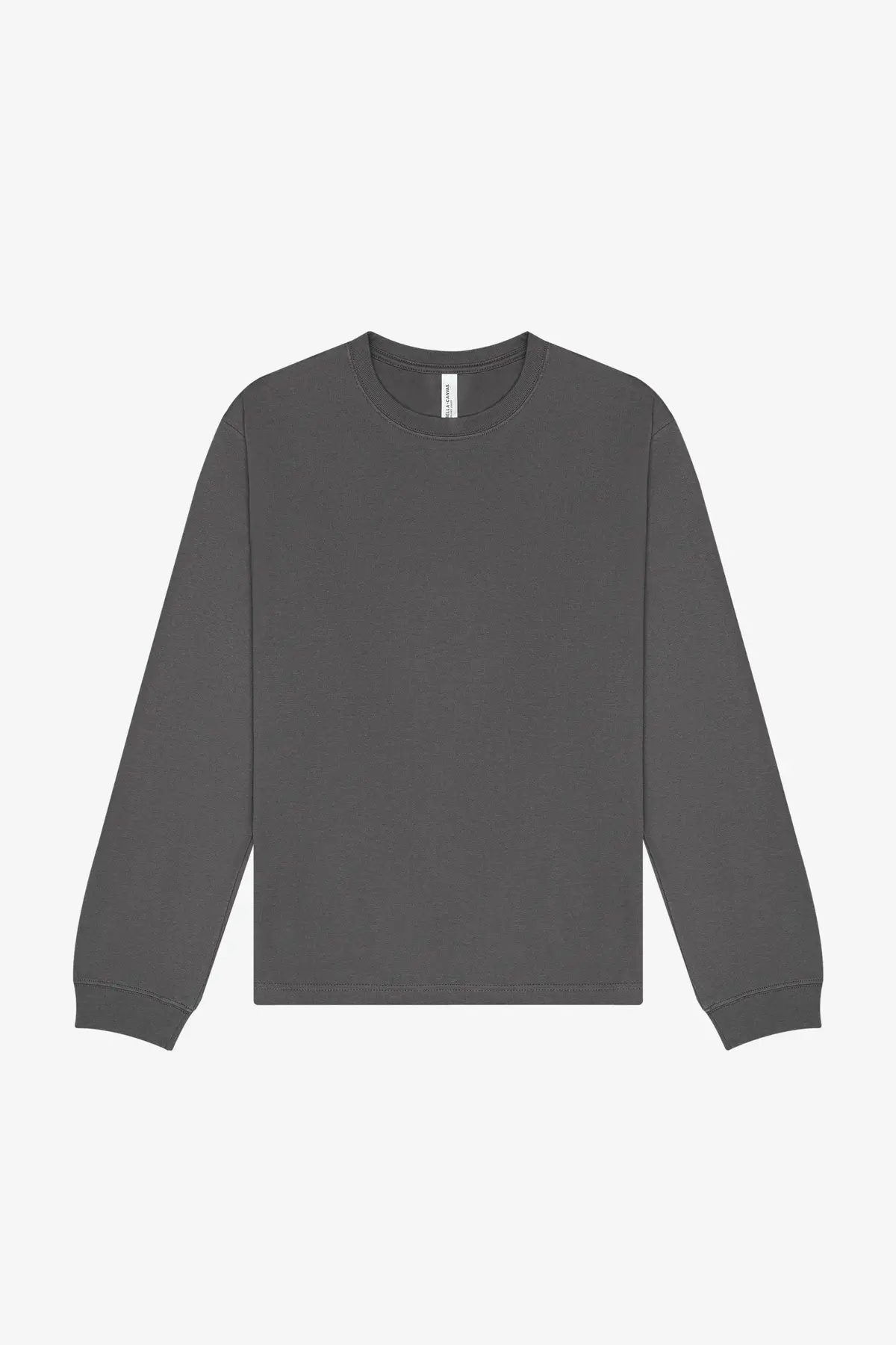 Bella+Canvas Unisex long sleeve heavy tee – Asphalt – Original product photograph: front