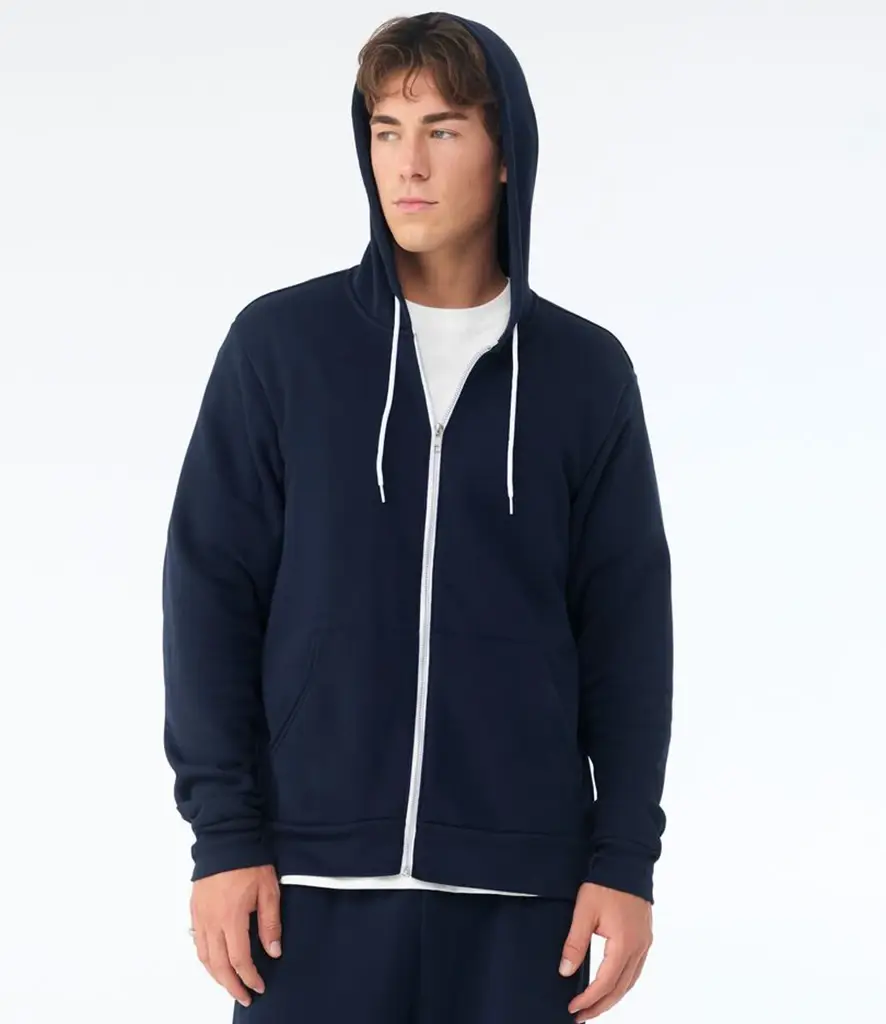 Bella+Canvas Unisex polycotton fleece full-zip hoodie – Navy – CV3739 Navy Model