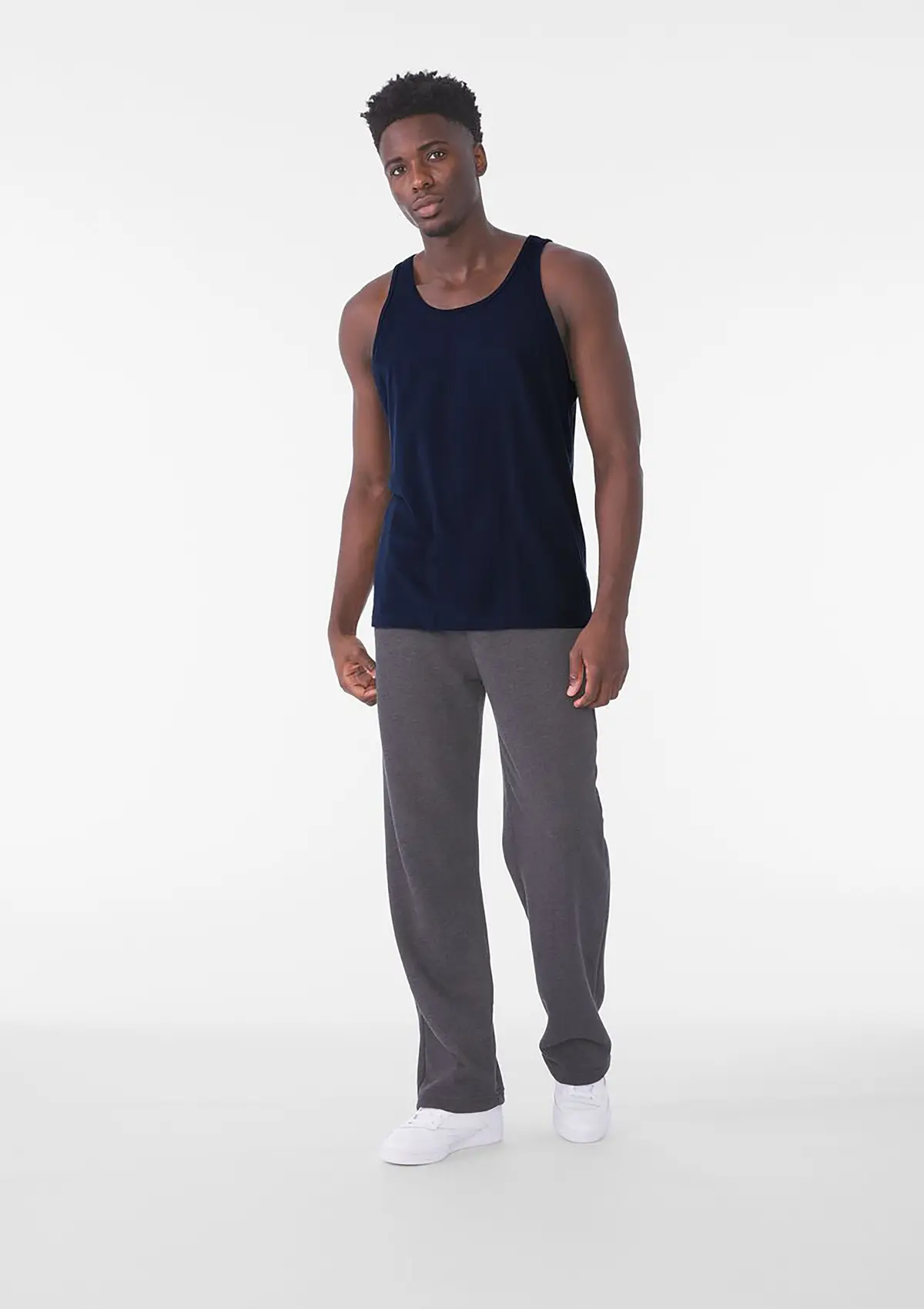 Bella+Canvas Unisex Jersey tank top – Navy – Original on-model photograph 00