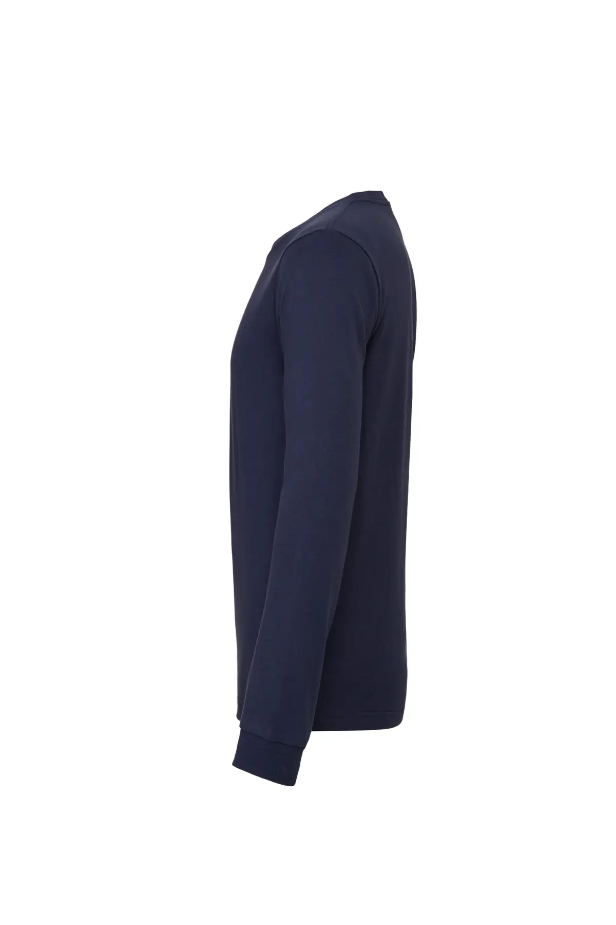 Bella+Canvas Unisex Jersey long sleeve tee – Navy – Original product photograph: side
