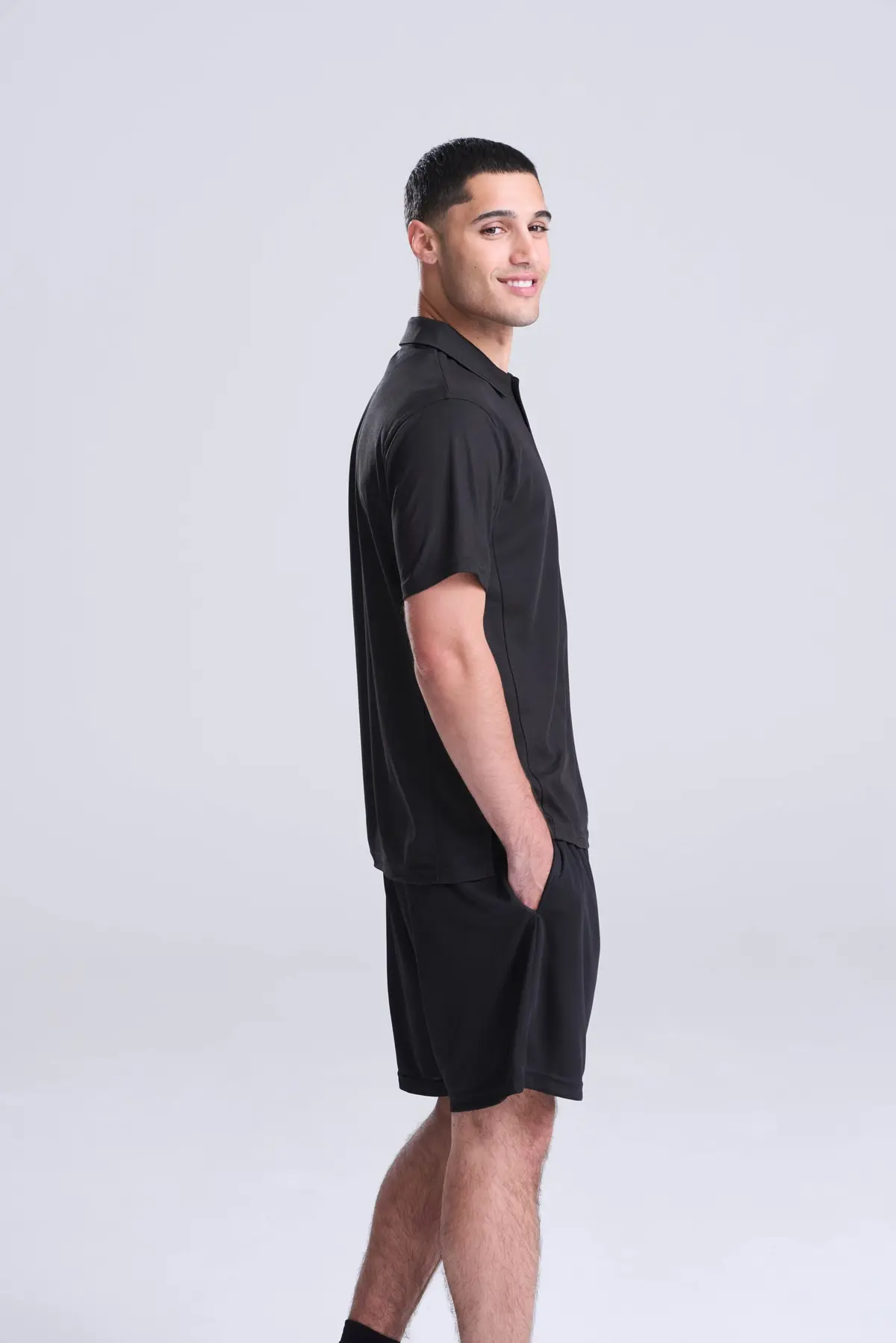 AWDis Just Cool SuperCool performance polo – Jet Black – AWDis original on-model photograph