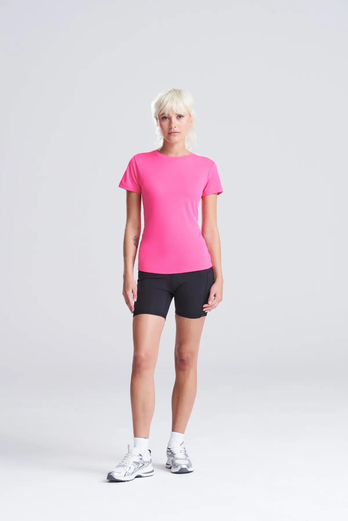 AWDis Just Cool Women's cool T – Hyper Pink – AWDis original on-model photograph