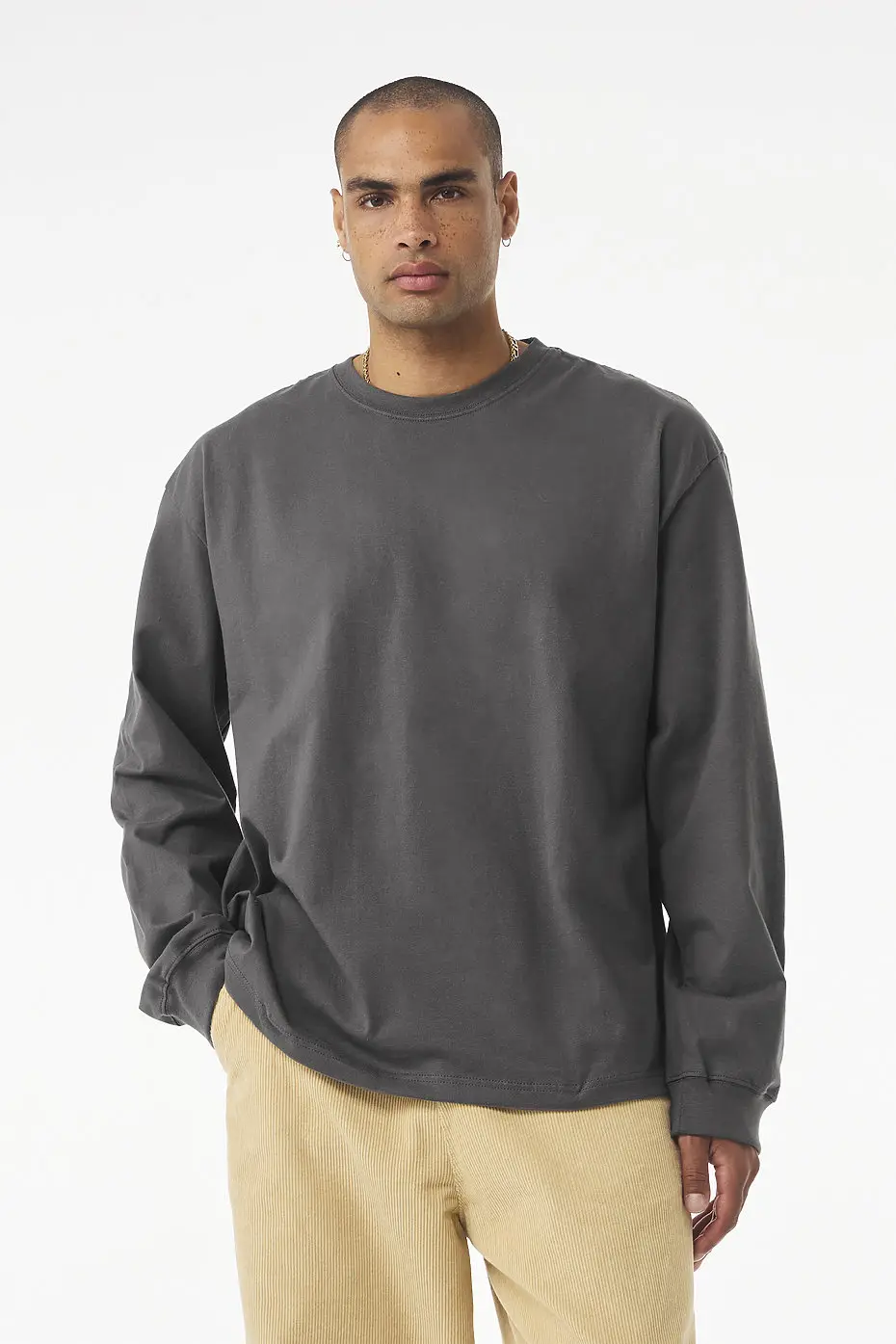Bella+Canvas Unisex long sleeve heavy tee – Asphalt – photograph 1