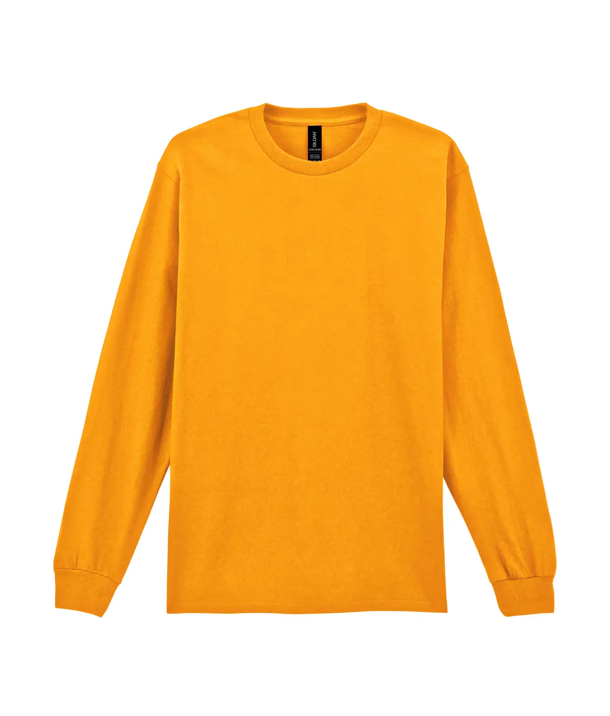 Gildan Ultra Cotton adult long sleeve t-shirt – Gold – Original product photograph: flat front