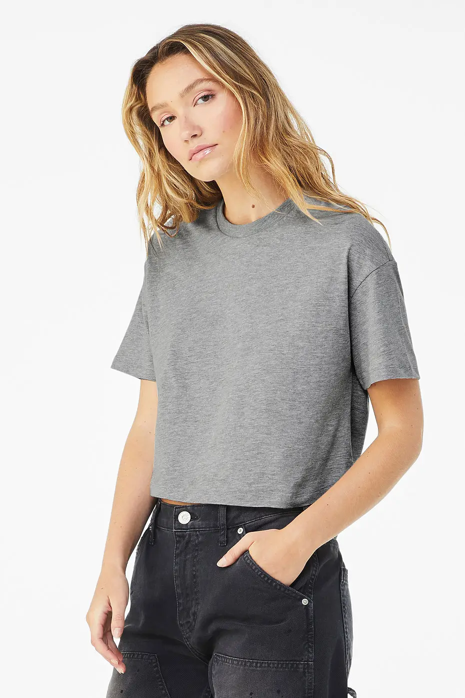 Bella+Canvas Women’s Jersey crop tee – Athletic Heather – photograph 2