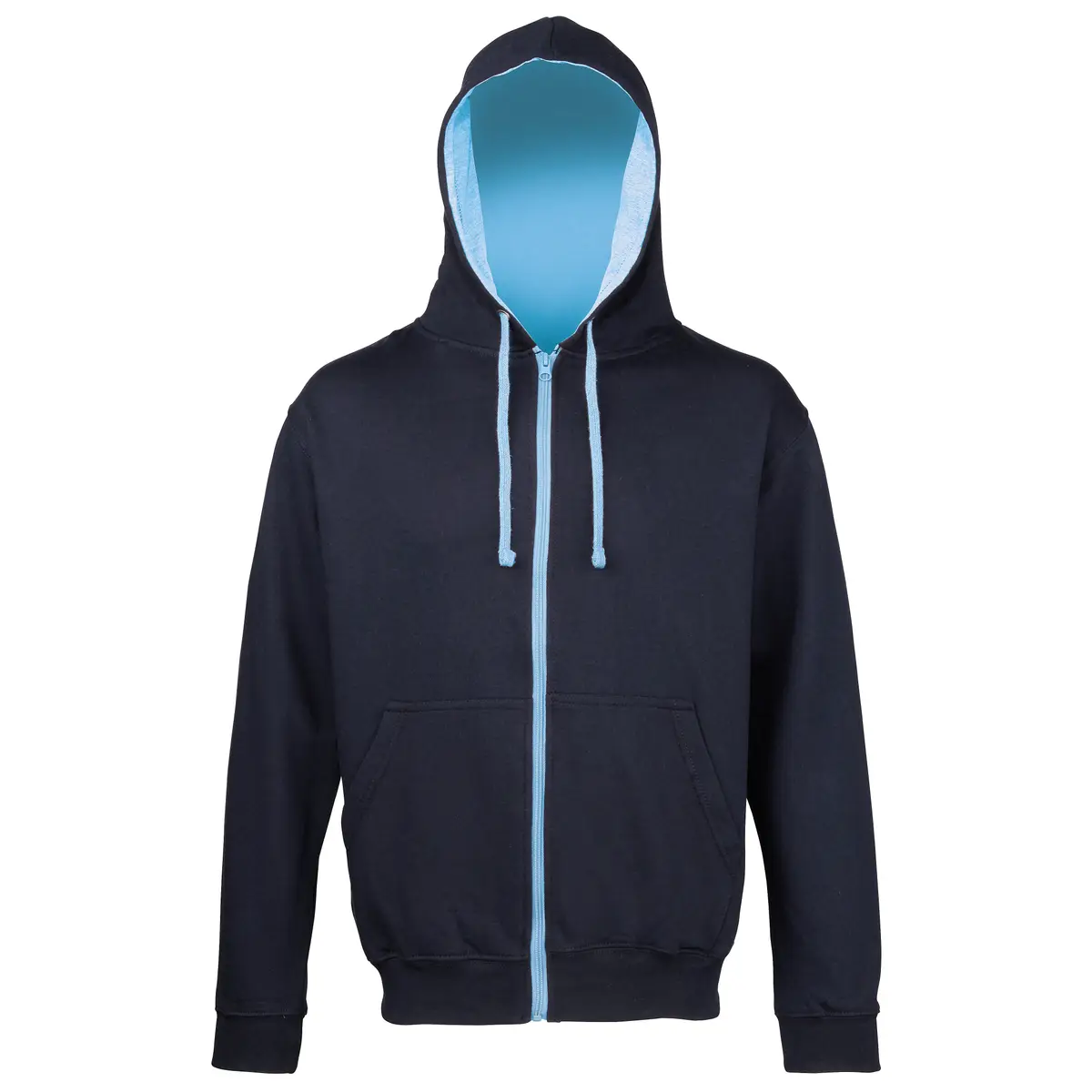 AWDis Just Hoods Varsity zoodie – New French Navy/Sky Blue – JH053 New French Navy/Sky Blue Front