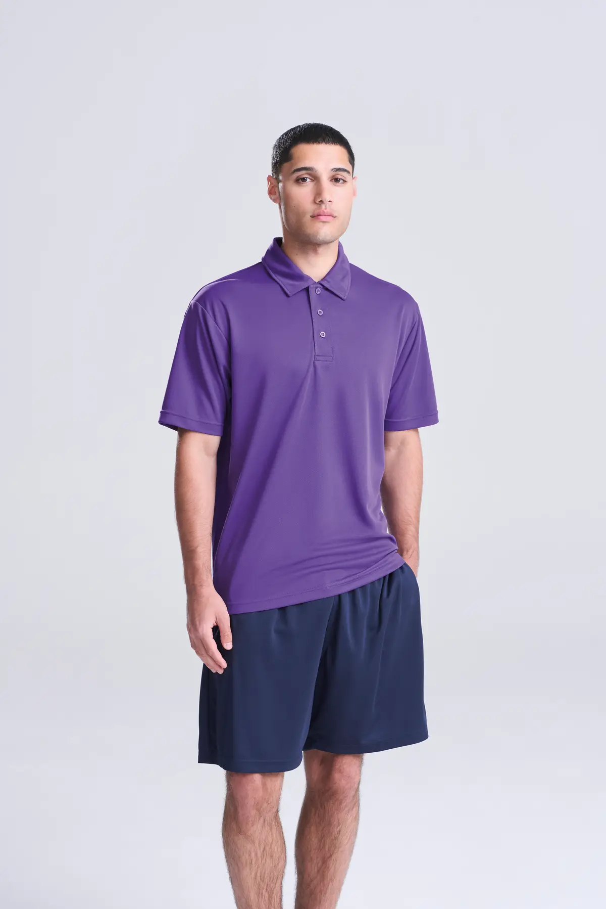 AWDis Just Cool Cool polo – Purple – Original on-model photograph 03
