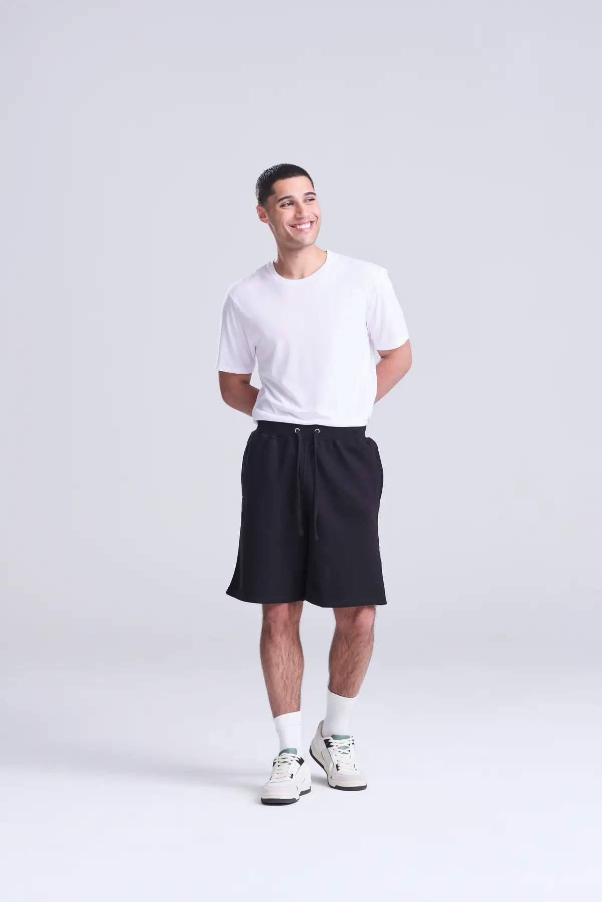 AWDis Just Hoods Campus shorts – Deep Black – Original on-model photograph 01