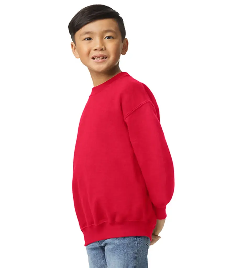 Gildan Heavy Blend youth crew neck sweatshirt – Red – GD56B Red Model