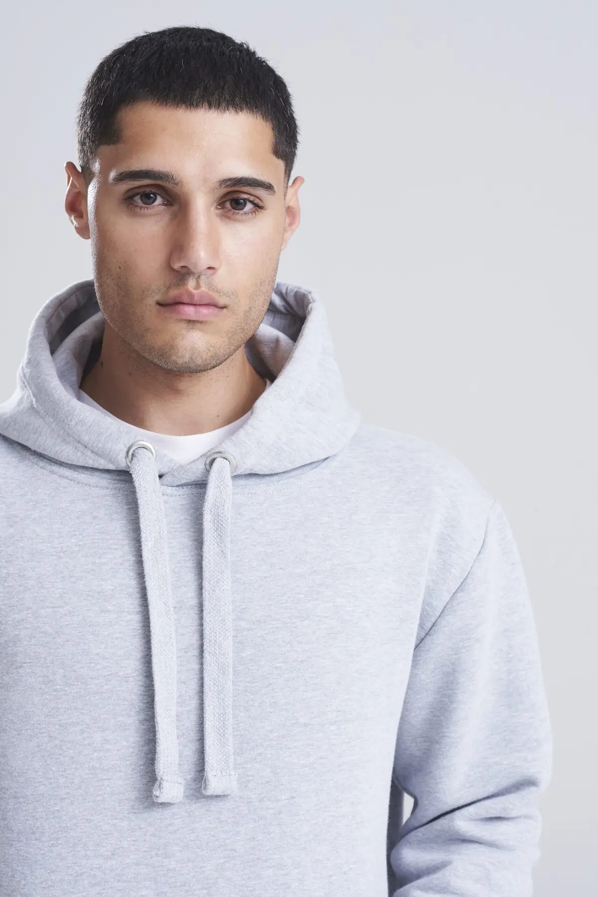 AWDis Just Hoods Heavyweight hoodie – Heather Grey – AWDis original on-model photograph