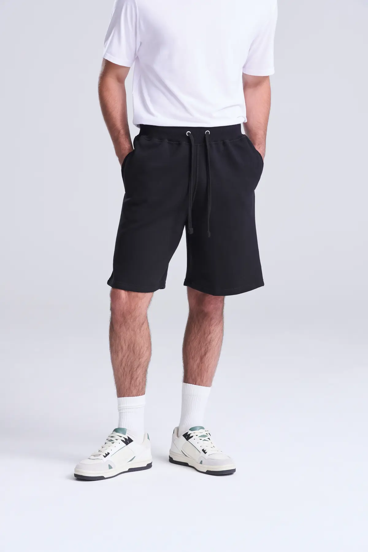 AWDis Just Hoods Campus shorts – Deep Black – Original on-model photograph 02