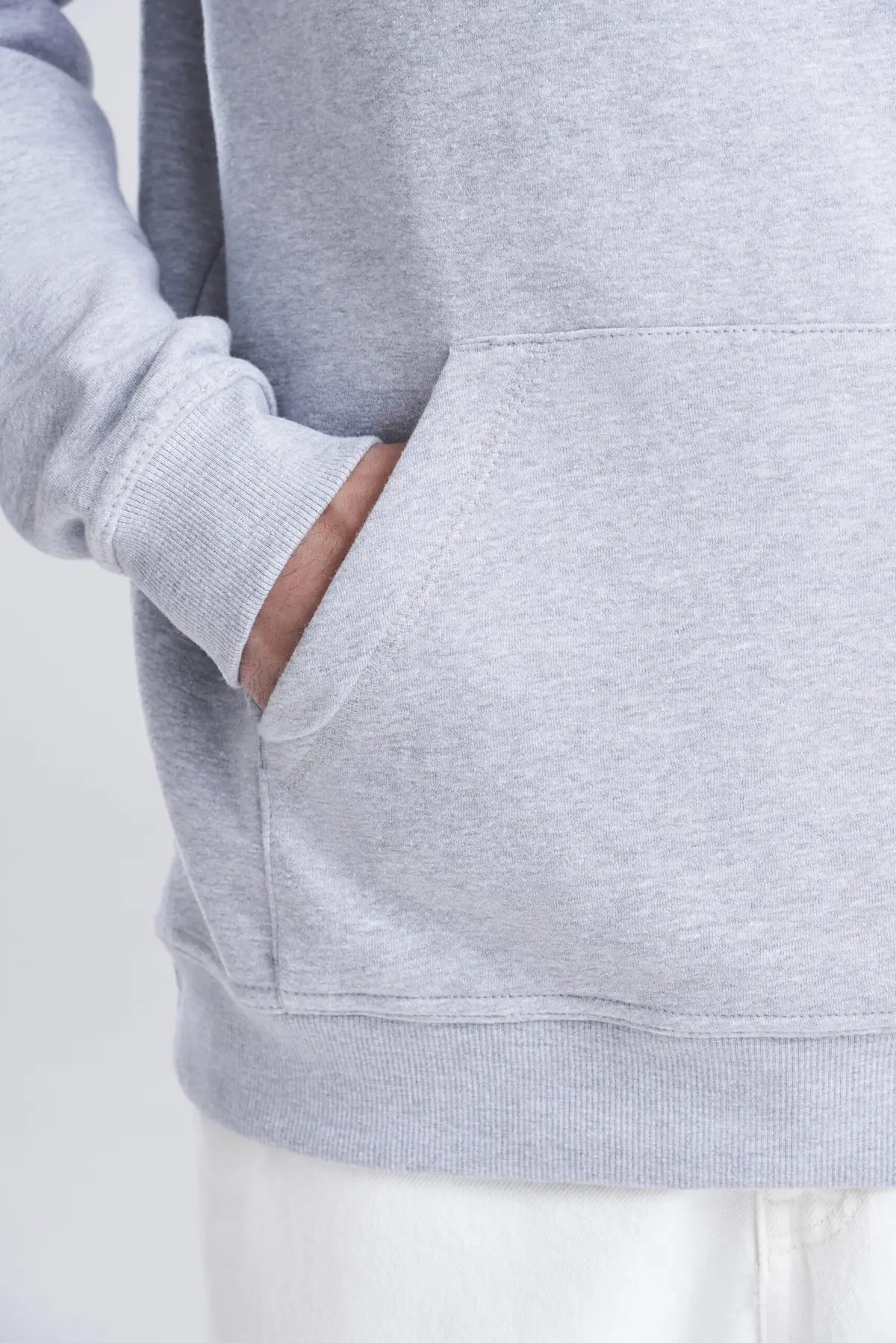 AWDis Just Hoods Heavyweight hoodie – Heather Grey – AWDis original on-model photograph